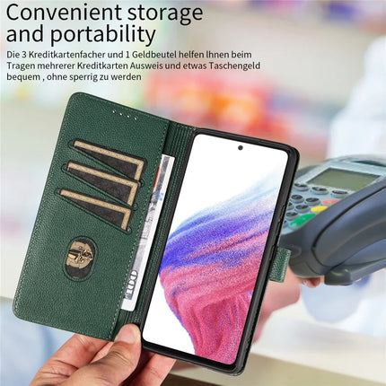 For Samsung Galaxy A53 5G Leather Case Litchi Texture RFID Blocking Wallet Stand Phone Cover