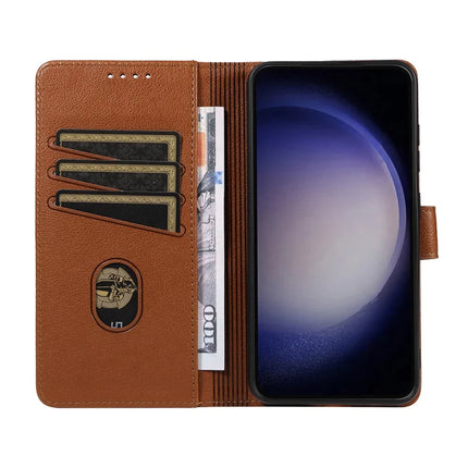 For Samsung Galaxy S23 FE Leather Case Litchi Texture RFID Blocking Wallet Stand Phone Cover