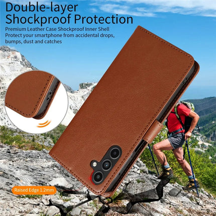 For Samsung Galaxy S23 FE Leather Case Litchi Texture RFID Blocking Wallet Stand Phone Cover