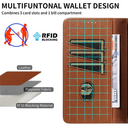 For Samsung Galaxy S23 FE Leather Case Litchi Texture RFID Blocking Wallet Stand Phone Cover