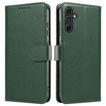 For Samsung Galaxy S23 FE Leather Case Litchi Texture RFID Blocking Wallet Stand Phone Cover - Green