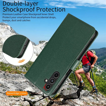 For Samsung Galaxy S23 FE Leather Case Litchi Texture RFID Blocking Wallet Stand Phone Cover