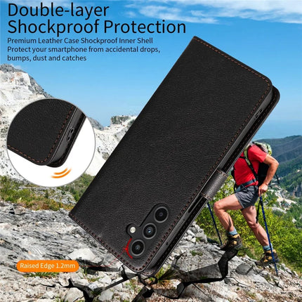 For Samsung Galaxy S23 FE Leather Case Litchi Texture RFID Blocking Wallet Stand Phone Cover