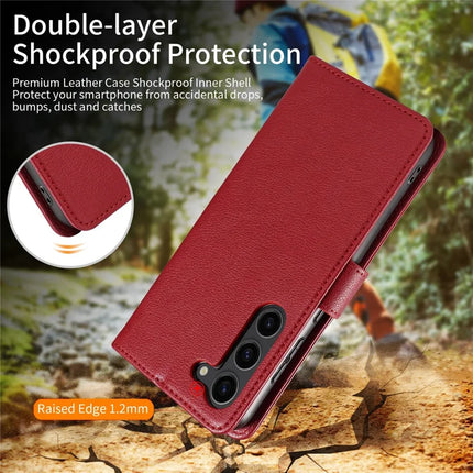 For Samsung Galaxy S23 Leather Case Litchi Texture RFID Blocking Wallet Stand Phone Cover