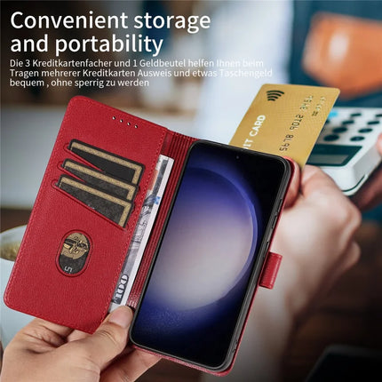 For Samsung Galaxy S23 Leather Case Litchi Texture RFID Blocking Wallet Stand Phone Cover