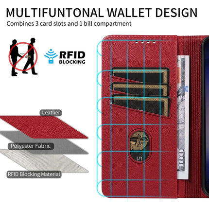 For Samsung Galaxy S23 Leather Case Litchi Texture RFID Blocking Wallet Stand Phone Cover