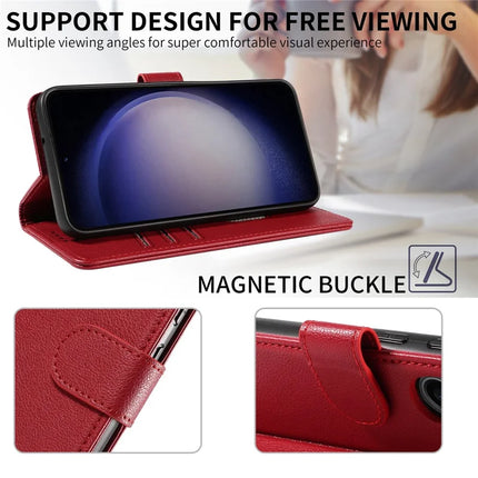 For Samsung Galaxy S23 Leather Case Litchi Texture RFID Blocking Wallet Stand Phone Cover
