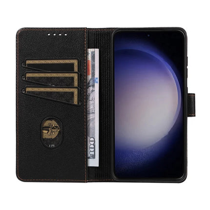 For Samsung Galaxy S23 Leather Case Litchi Texture RFID Blocking Wallet Stand Phone Cover