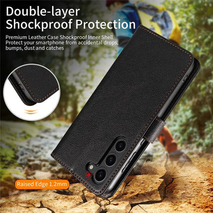 For Samsung Galaxy S23 Leather Case Litchi Texture RFID Blocking Wallet Stand Phone Cover