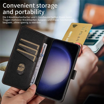 For Samsung Galaxy S23 Leather Case Litchi Texture RFID Blocking Wallet Stand Phone Cover