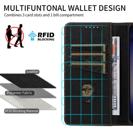 For Samsung Galaxy S23 Leather Case Litchi Texture RFID Blocking Wallet Stand Phone Cover