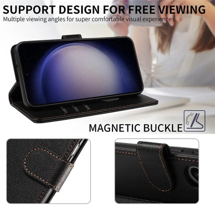 For Samsung Galaxy S23 Leather Case Litchi Texture RFID Blocking Wallet Stand Phone Cover