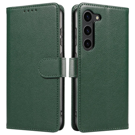 For Samsung Galaxy S23 Leather Case Litchi Texture RFID Blocking Wallet Stand Phone Cover - Green