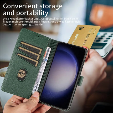 For Samsung Galaxy S23 Leather Case Litchi Texture RFID Blocking Wallet Stand Phone Cover