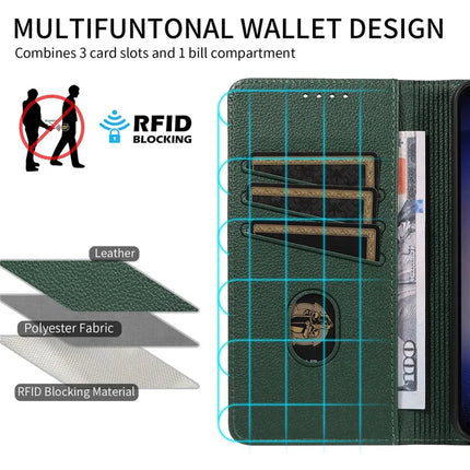 For Samsung Galaxy S23 Leather Case Litchi Texture RFID Blocking Wallet Stand Phone Cover