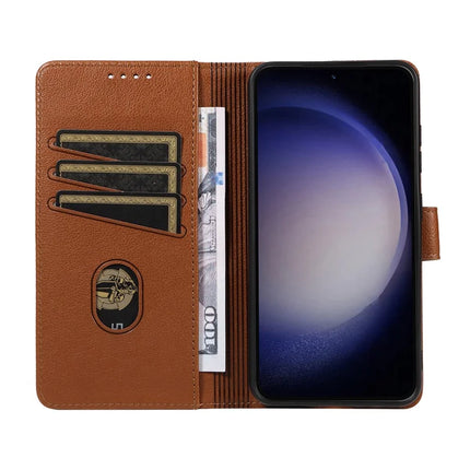 For Samsung Galaxy S23 Leather Case Litchi Texture RFID Blocking Wallet Stand Phone Cover