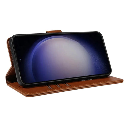 For Samsung Galaxy S23 Leather Case Litchi Texture RFID Blocking Wallet Stand Phone Cover