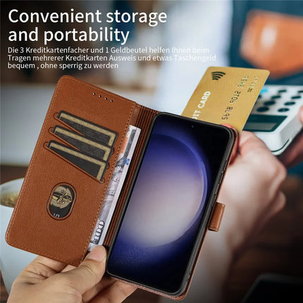 For Samsung Galaxy S23 Leather Case Litchi Texture RFID Blocking Wallet Stand Phone Cover
