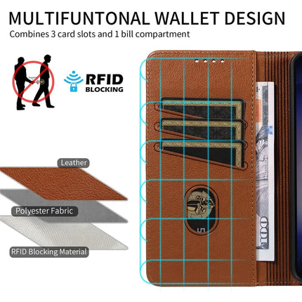 For Samsung Galaxy S23 Leather Case Litchi Texture RFID Blocking Wallet Stand Phone Cover