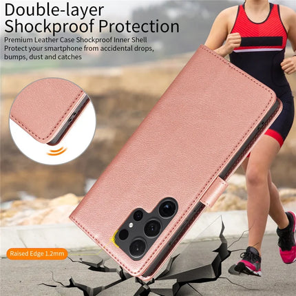 For Samsung Galaxy S23 Ultra Leather Case Litchi Texture RFID Blocking Wallet Stand Phone Cover