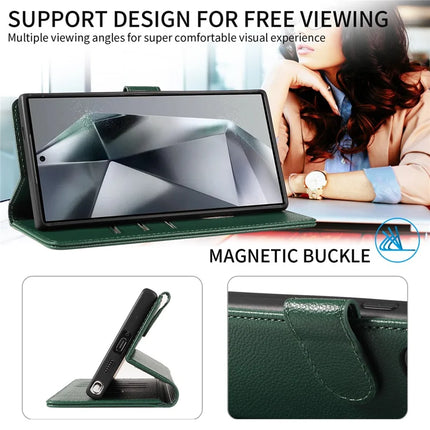 For Samsung Galaxy S23 Ultra Leather Case Litchi Texture RFID Blocking Wallet Stand Phone Cover