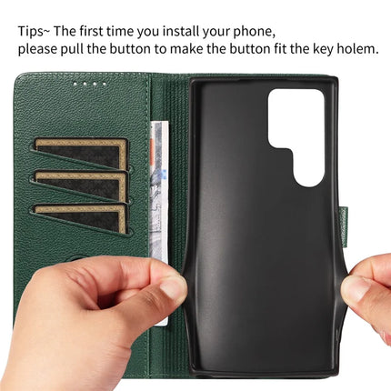 For Samsung Galaxy S23 Ultra Leather Case Litchi Texture RFID Blocking Wallet Stand Phone Cover