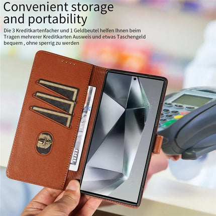 For Samsung Galaxy S23 Ultra Leather Case Litchi Texture RFID Blocking Wallet Stand Phone Cover