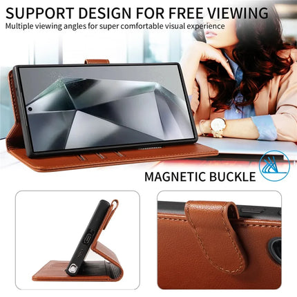 For Samsung Galaxy S23 Ultra Leather Case Litchi Texture RFID Blocking Wallet Stand Phone Cover