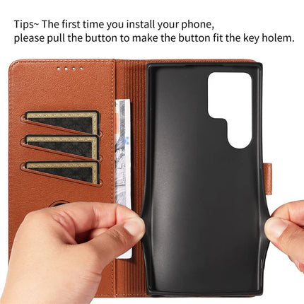 For Samsung Galaxy S23 Ultra Leather Case Litchi Texture RFID Blocking Wallet Stand Phone Cover