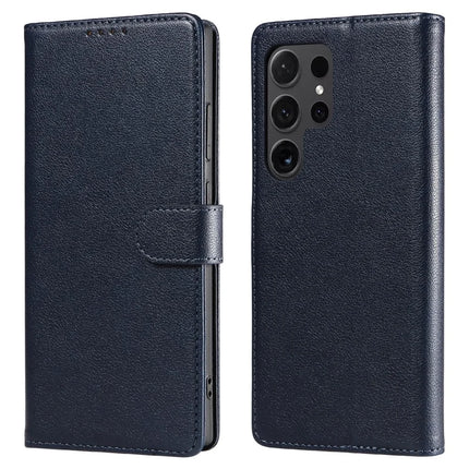 For Samsung Galaxy S23 Ultra Leather Case Litchi Texture RFID Blocking Wallet Stand Phone Cover - Blue