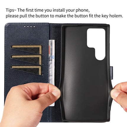 For Samsung Galaxy S23 Ultra Leather Case Litchi Texture RFID Blocking Wallet Stand Phone Cover