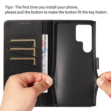 For Samsung Galaxy S23 Ultra Leather Case Litchi Texture RFID Blocking Wallet Stand Phone Cover