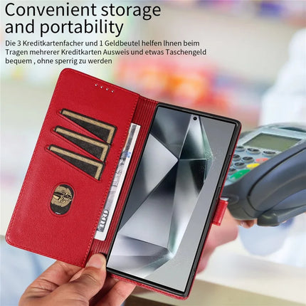 For Samsung Galaxy S23 Ultra Leather Case Litchi Texture RFID Blocking Wallet Stand Phone Cover