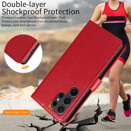 For Samsung Galaxy S23 Ultra Leather Case Litchi Texture RFID Blocking Wallet Stand Phone Cover