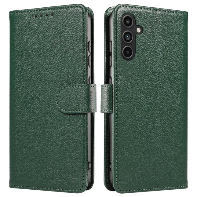 For Samsung Galaxy A54 5G Leather Case Litchi Texture RFID Blocking Wallet Stand Phone Cover - Green