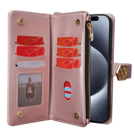 For iPhone 16 Plus Case Cross Texture PU Leather+TPU Wallet Phone Cover with Strap