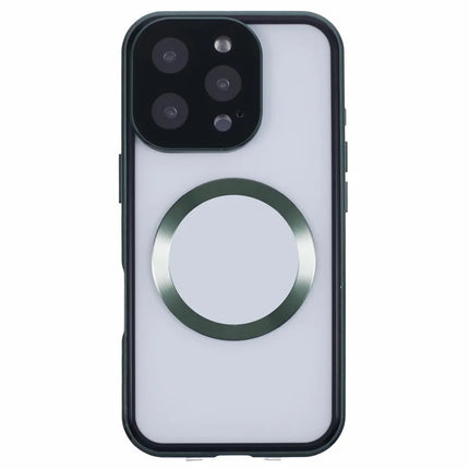 For iPhone 16 Pro Max Case Double Sides Tempered Glass Phone Cover Compatible with MagSafe Full Protector