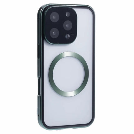 For iPhone 16 Pro Max Case Double Sides Tempered Glass Phone Cover Compatible with MagSafe Full Protector