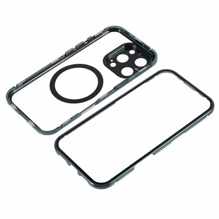 For iPhone 16 Pro Max Case Double Sides Tempered Glass Phone Cover Compatible with MagSafe Full Protector