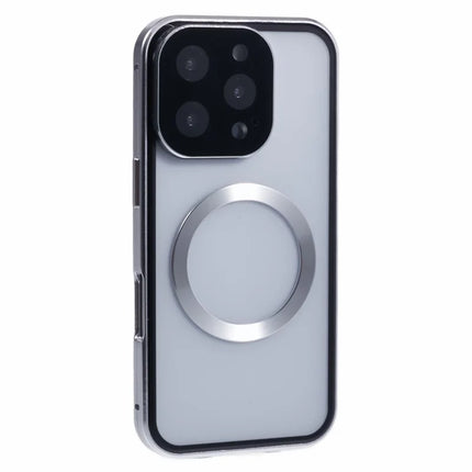For iPhone 16 Pro Max Case Double Sides Tempered Glass Phone Cover Compatible with MagSafe Full Protector