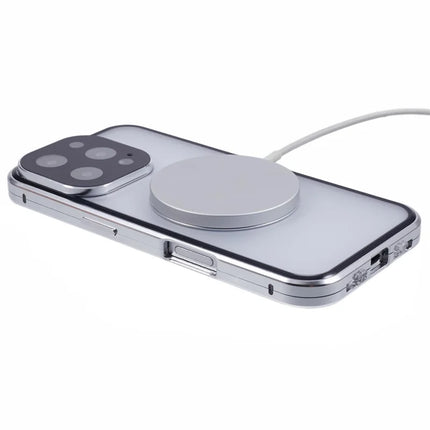 For iPhone 16 Pro Max Case Double Sides Tempered Glass Phone Cover Compatible with MagSafe Full Protector