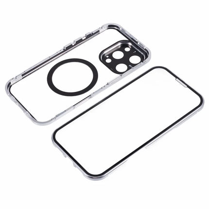 For iPhone 16 Pro Max Case Double Sides Tempered Glass Phone Cover Compatible with MagSafe Full Protector