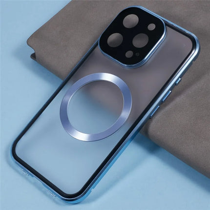For iPhone 16 Pro Max Case Double Sides Tempered Glass Phone Cover Compatible with MagSafe Full Protector