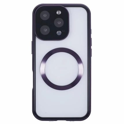 For iPhone 16 Pro Max Case Double Sides Tempered Glass Phone Cover Compatible with MagSafe Full Protector