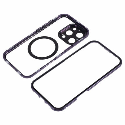For iPhone 16 Pro Max Case Double Sides Tempered Glass Phone Cover Compatible with MagSafe Full Protector
