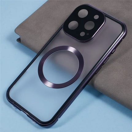 For iPhone 16 Pro Max Case Double Sides Tempered Glass Phone Cover Compatible with MagSafe Full Protector