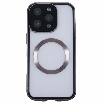 For iPhone 16 Pro Max Case Double Sides Tempered Glass Phone Cover Compatible with MagSafe Full Protector