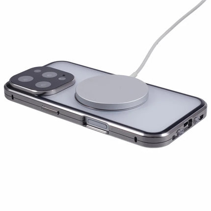 For iPhone 16 Pro Max Case Double Sides Tempered Glass Phone Cover Compatible with MagSafe Full Protector