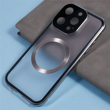 For iPhone 16 Pro Max Case Double Sides Tempered Glass Phone Cover Compatible with MagSafe Full Protector