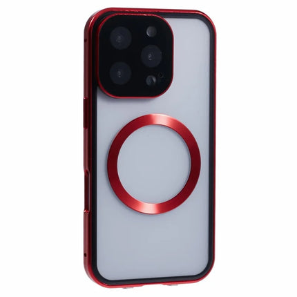 For iPhone 16 Pro Max Case Double Sides Tempered Glass Phone Cover Compatible with MagSafe Full Protector